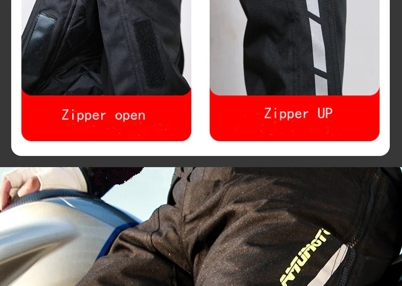 AMU Motorcycle Quick Take-Off Pants - Waterproof, Windproof, Thermal Protective Gear for Men & Women