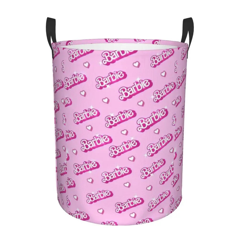 Custom Barbie Logo Laundry Basket – Collapsible Large Capacity Clothes Storage Bin, Disney Baby Hamper