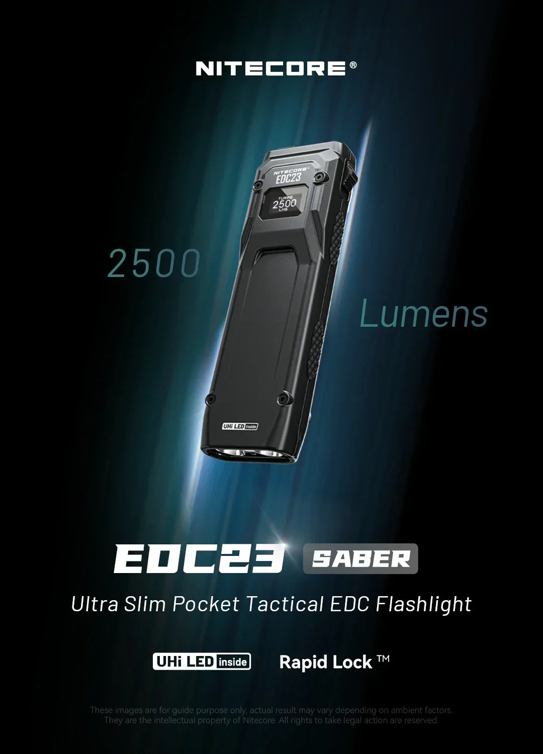 NITECORE EDC23 Tactical Flashlight – 2500LM Portable Emergency Work Light for Camping, Climbing & Outdoor Search