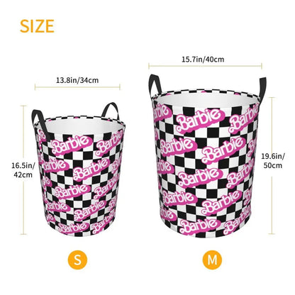Custom Barbie Logo Laundry Basket – Collapsible Large Capacity Clothes Storage Bin, Disney Baby Hamper