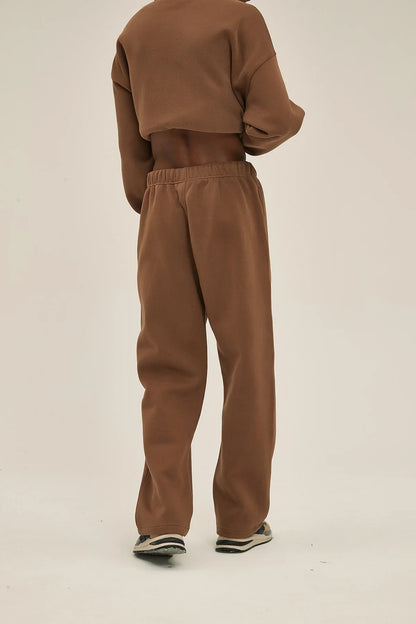 Straight-Lined Solid Color Cashmere Sweatpants – Soft Cozy Lounge Pants