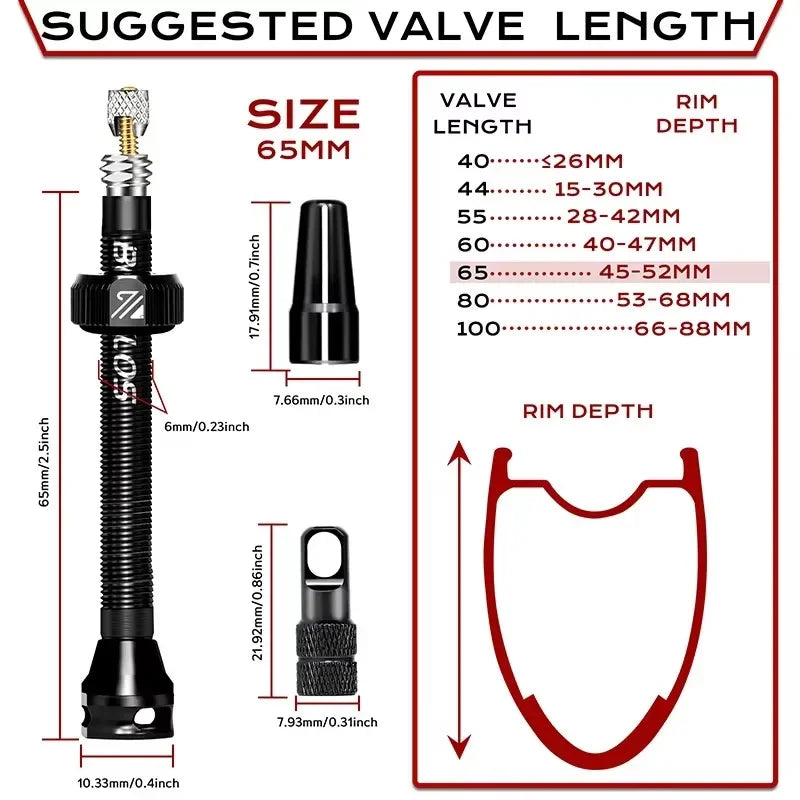 BUCKLOS Presta Tubeless Valve Stem 40/44/55/60mm — High-Quality Bike Tire Nipple for Road & MTB