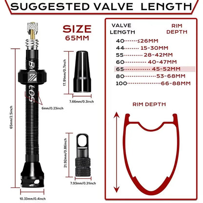 BUCKLOS Presta Tubeless Valve Stem 40/44/55/60mm — High-Quality Bike Tire Nipple for Road & MTB