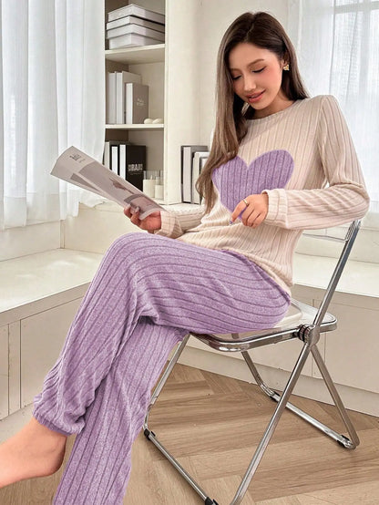 Women’s 2PCS Pajama Set – Long Sleeve Top & Pants Sleepwear Loungewear for Spring & Autumn