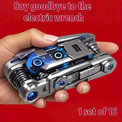 16-in-1 Rotating Socket Wrench Set – Non-Slip Stainless Steel Universal Tool for Home & Car Repair & Maintenance
