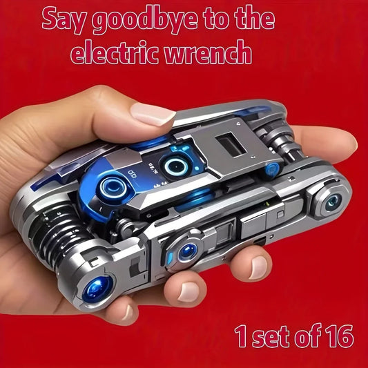 16-in-1 Rotating Socket Wrench Set – Non-Slip Stainless Steel Universal Tool for Home & Car Repair & Maintenance