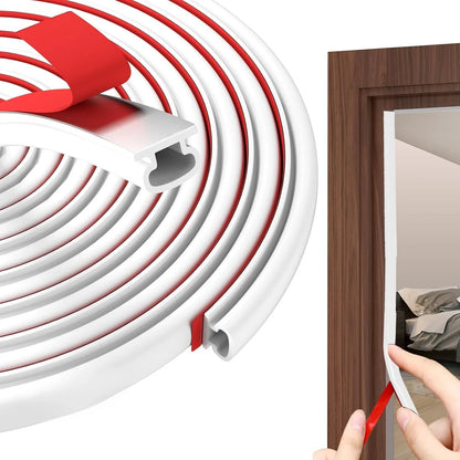 Self-Adhesive Door Seal Strip - 6M Rubber Soundproof Weather Stripping for Windows & Door Frames, Hollow Gap Filler Insulation