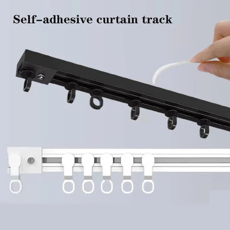 Strong Self-Adhesive Curtain Track – No Drill Nano Silent Sliding Rail System for Top & Side Mounted Window Decor Accessories