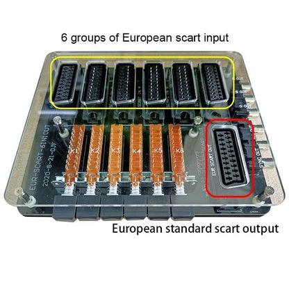 6-in-1 Video SCART Distributor & Automatic Converter – RCA/SVHS/AV TV Audio Switcher with Acrylic Case