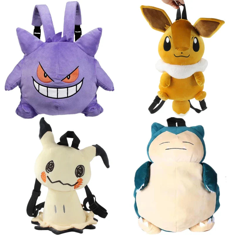 New Pokémon Gengar Plush Backpack — Style Eevee & Snorlax Schoolbag, Cosplay Bag & Xmas Gift