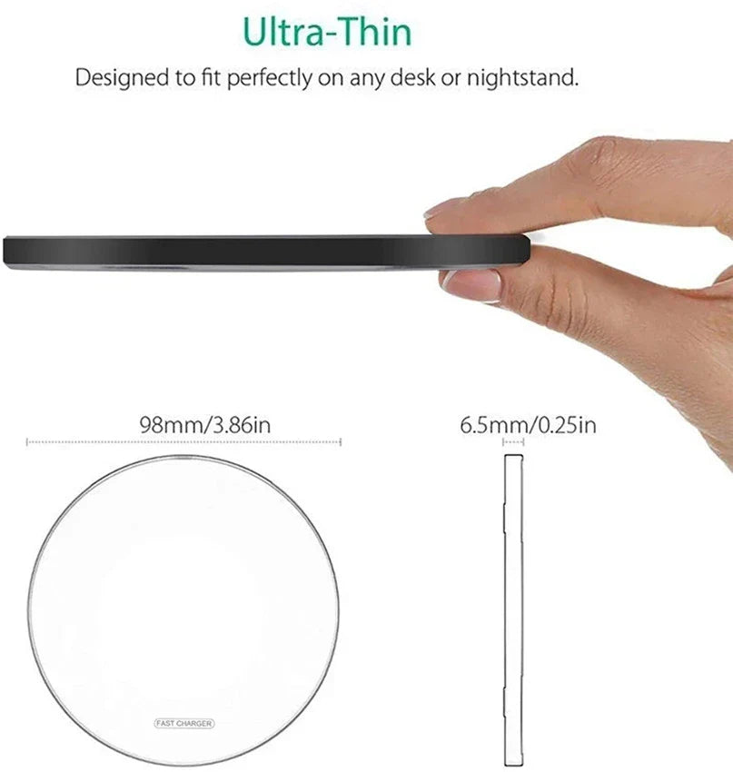 200W Fast Wireless Charger Pad — Induction Charging for iPhone 16/15/14/13/XS Max/Mini/X/XR & Samsung Xiaomi Huawei