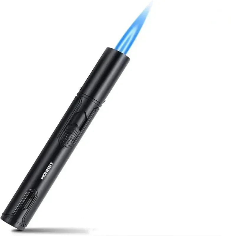Honest Metal Windproof Torch Lighter – Refillable Pen Jet Flame for Kitchen, BBQ & Camping