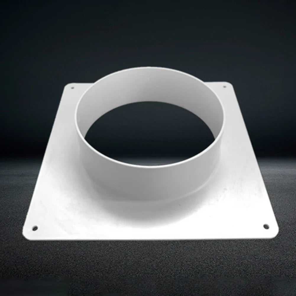 White Air Vent Duct Connector Flange – Straight Square Bottom Pipe for Easy Ventilation Duct Installation