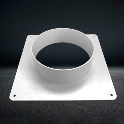White Air Vent Duct Connector Flange – Straight Square Bottom Pipe for Easy Ventilation Duct Installation