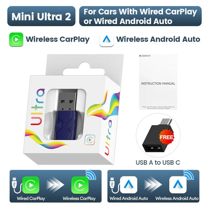 CarlinKit MINI 5 Pro/Mini Ultra Wireless CarPlay Adapter – Smart Plug & Play CarPlay Box with WiFi & Bluetooth Auto Connection for Cars