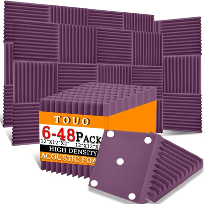 TOUO Acoustic Foam Panels - Sound Absorbing Wall Tiles for Studio Recording, Home Theater & Noise Reduction Treatment