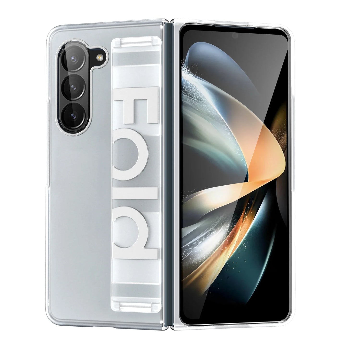 Matte Hard PC Silicone Wrist Strap Case for Samsung Galaxy Z Fold 3-7 – Elastic Armor Cover with Grip & Wristband