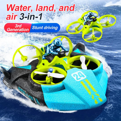 4DRC Mini RC Drone – 3-in-1 Sea, Land & Air Quadcopter with Altitude Hold, Headless Mode & 2.4G Remote Control Helicopter Toy