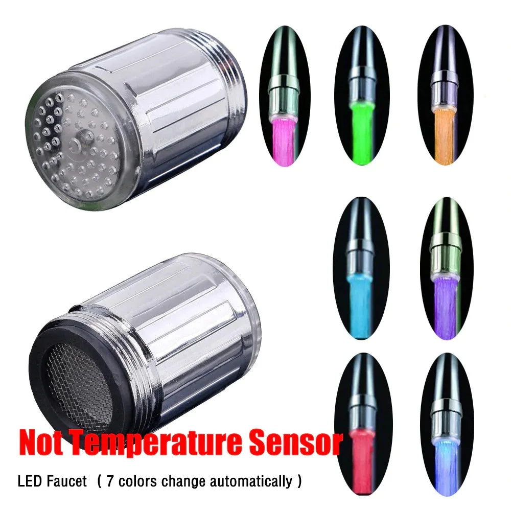 LED Temperature Sensor Water Faucet - 7 Color Light Changing Tap Nozzle for Kitchen and Bathroom - Stylish and Functional Kitchen Accessory