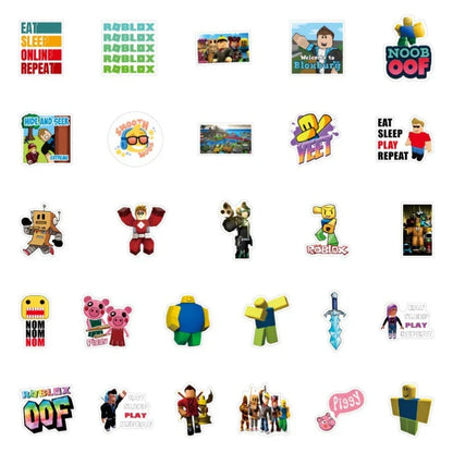 50/100pcs Roblox Cartoon Stickers – Waterproof Game Stickers for Water Cups, Luggage, Notebooks, Scooters, Student Gifts