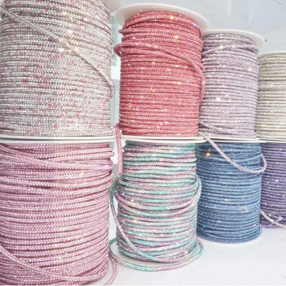 Rhinestone Cord Trim - 10-50 Yard Sparkling DIY Craft String for Clothing, Shoes, Bags & Wedding Decor