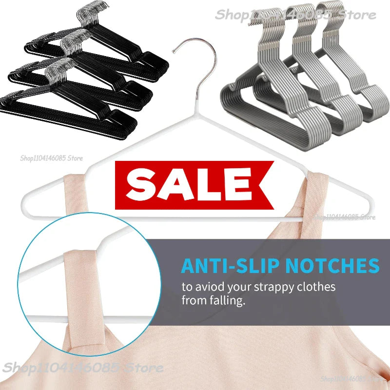 10PCS Metal Non-Slip Clothes Hangers – Durable Space-Saving Wardrobe Organizer for Bedroom & Home