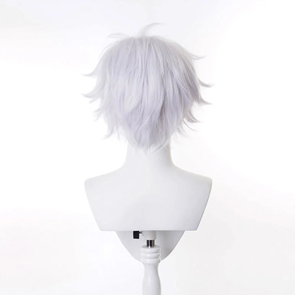 RANYU White Men’s Wig – Short Straight Synthetic Anime Hair, High-Temperature Fiber for Cosplay & Party
