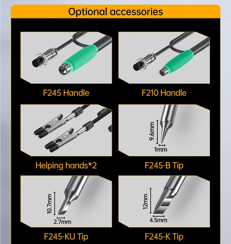 FNIRSI DWS-200 200W Power Soldering Iron Station | C210 C245 Handle for Electronic Welding & Rework