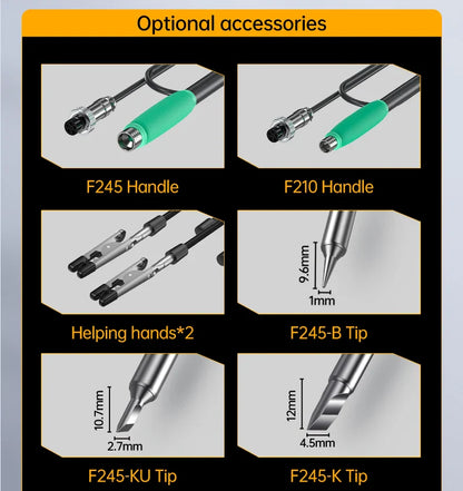FNIRSI DWS-200 200W Power Soldering Iron Station | C210 C245 Handle for Electronic Welding & Rework