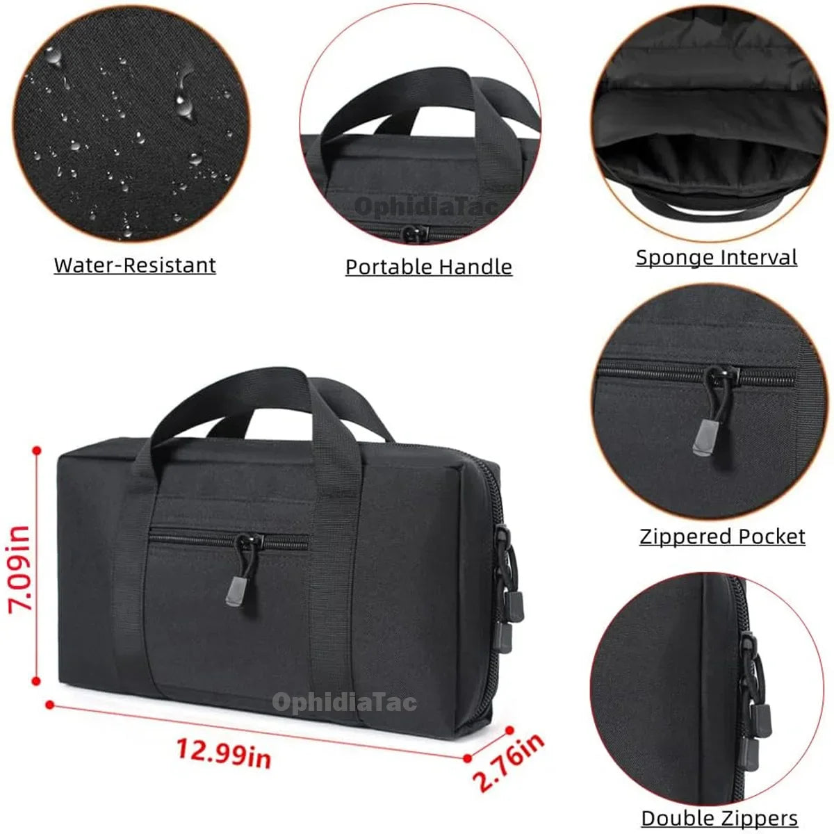 Gun Carrying Bag for Glock 17, M9 - Universal Concealed Pistol Storage with Magazine Pouch, Hunting Accessories