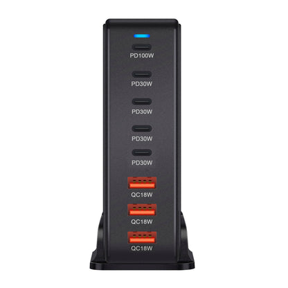 268W Desktop GaN Charger – 8-Port USB Type-C PD Fast Charger with Quick Charge 3.0 for Mobile Devices