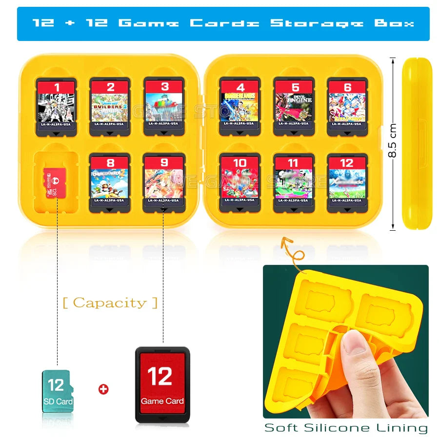 12-Slot Game Card Storage Case for Nintendo Switch OLED/Lite – SD & Game Disk Holder Stand