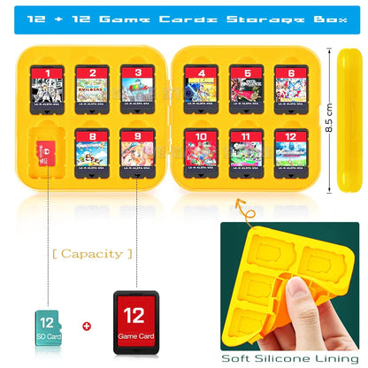 12-Slot Game Card Storage Case for Nintendo Switch OLED/Lite – SD & Game Disk Holder Stand
