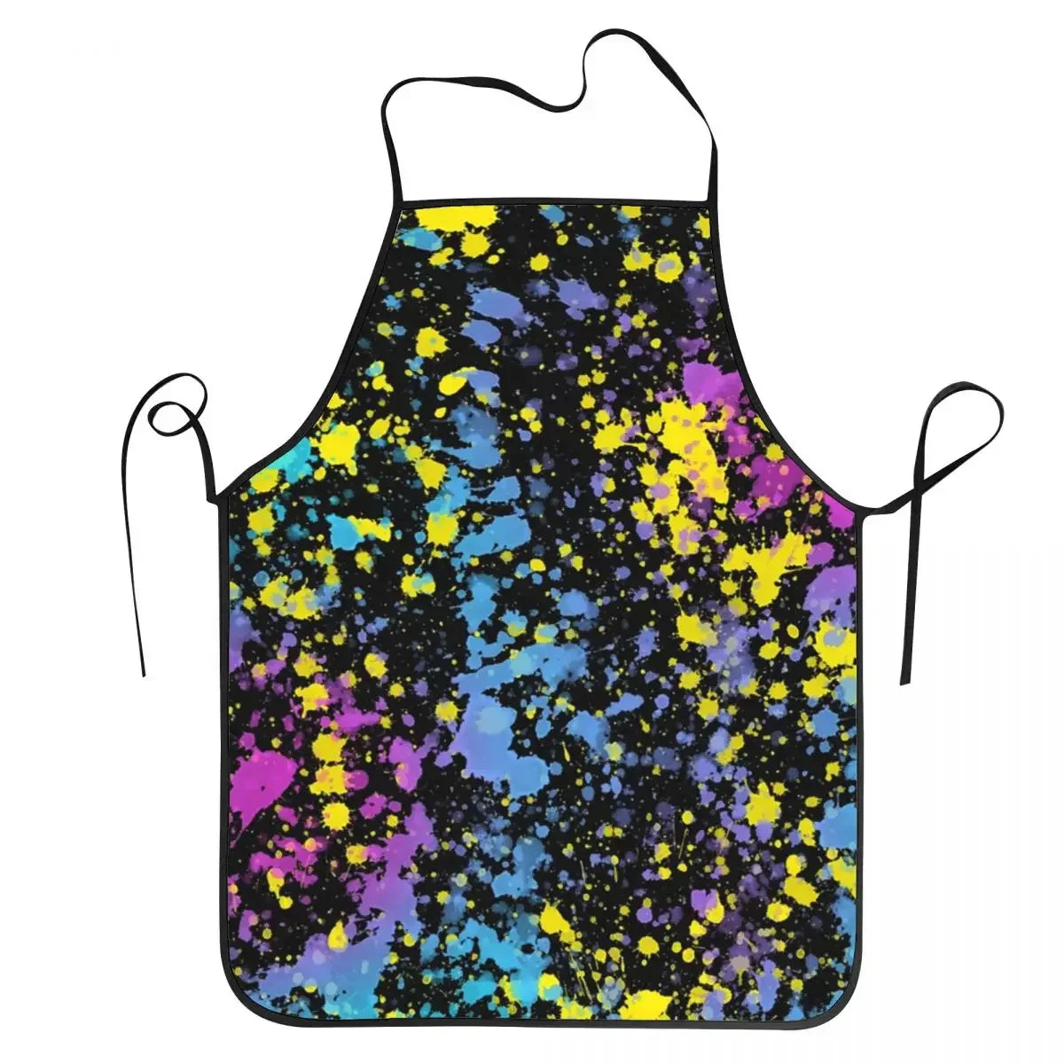 Funny Paint Splatter Bib Apron – Multicolor Kitchen Chef Artist Graffiti Cooking & Baking Tablier for Men & Women
