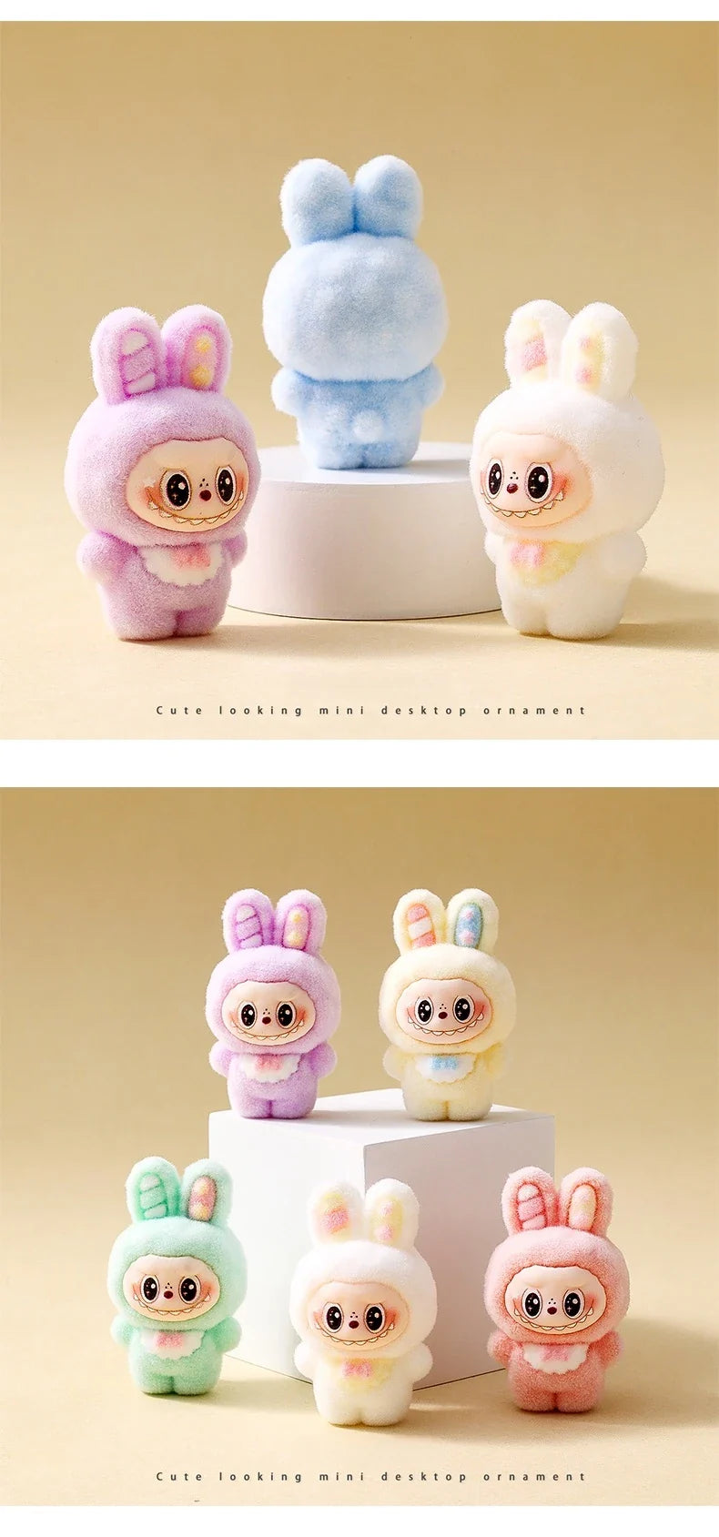 10pcs Babythree Rabbit Anime Flocked Action Figures Decorative Pendant Kawaii Desktop Dolls Toy Gifts
