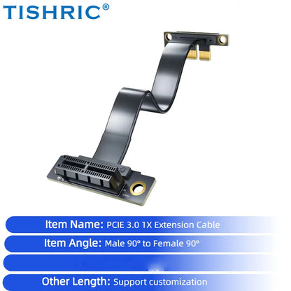 TISHRIC PCIe 3.0 X1 Extension Cable - 5/10/15/20CM High Speed PCI Express Riser Cable with 90°/180° Right Angle Connector