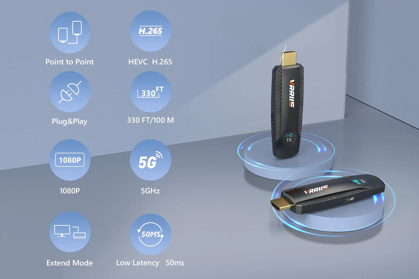 100M Wireless HDMI Video Transmitter & Receiver – Screen Mirror Adapter for Camera, PC to TV