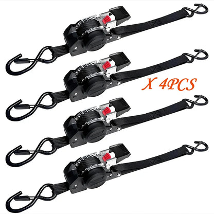 Heavy Duty Automatic Retractable Cargo Strap with S-Hook – Trailer Tie Down Belt for Transportation, Camping & Outdoor Securing Equipment