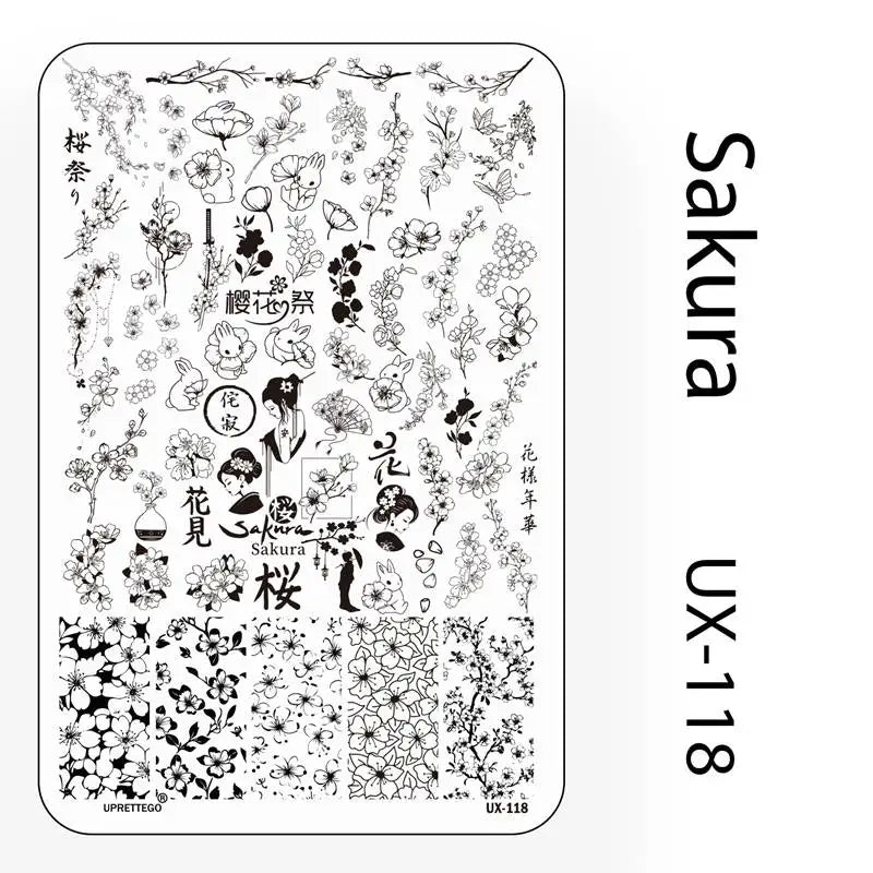 UX Serial 2 Stainless Steel Stamping Plate Template – Vintage Abstract Fabric Texture Pattern for Nail Art, Floral Lace, Xmas & Halloween Designs (UX52)