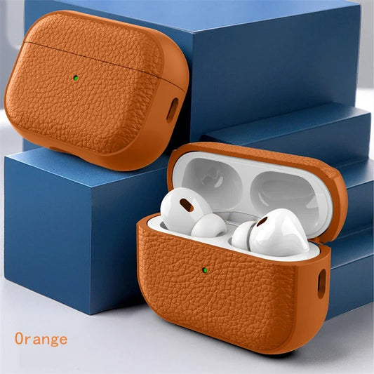 Leather Texture Case for Apple AirPods 1–4 & Pro — Protective Wireless Earphone Cover Anti-Lost