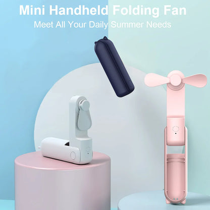 Portable Mini Handheld Fan | 2000mAh USB Rechargeable Foldable Fan with 3 Speeds & Power Bank for Travel