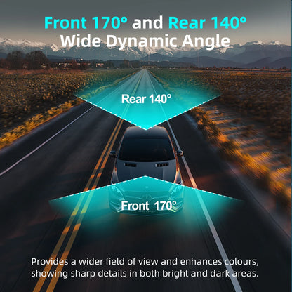 Aprilboy 4K WiFi Dash Cam 2160P – Dual Lens Front & Rear Car DVR, Night Vision, G-Sensor, 24H Parking Monitor