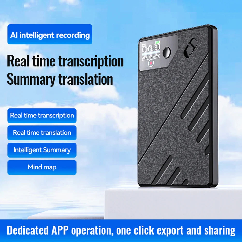 AI Smart Voice-to-Text Recorder — GPT Audio Dictaphone with App Control for Lectures, Calls, Meetings & Interviews
