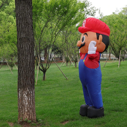 Super Plumber Mari Inflatable Costume – Red Hat Monster Cosplay for Adults & Kids, Halloween, Christmas, Party, Festival