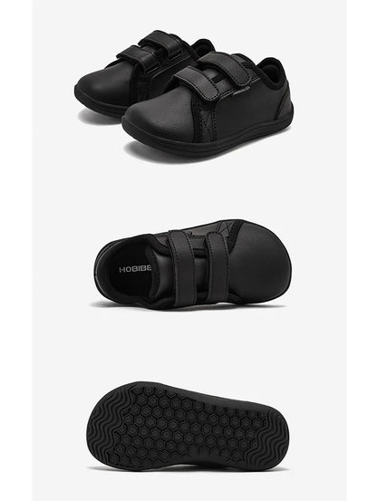 HOBIBEAR Kids Barefoot Shoes – Wide Toe Minimalist Lightweight Sneakers with Hook & Loop Artificial Leather for Boys and Girls