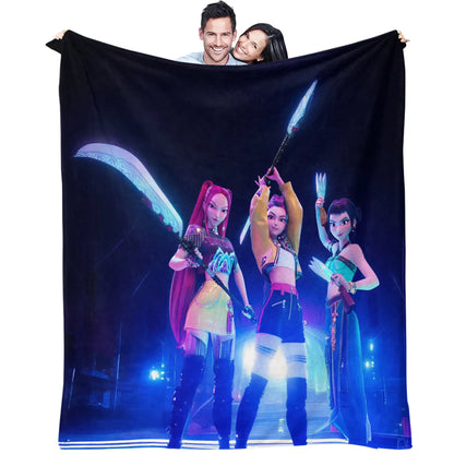 K-Pop Demon Hunters Flannel Blanket – 31 Styles Anime Throw for Home, Travel & Camping Fan Gift