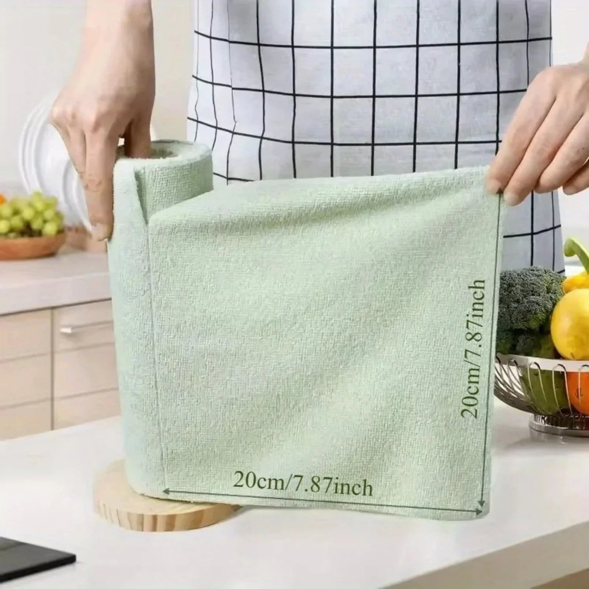 Microfiber Dish Cleaning Cloth - Reusable Double-Sided Kitchen Towels for Dishes, Utensils & Glassware, 50 Sheets/Roll