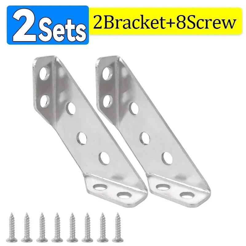 Stainless Steel Corner Brackets Set – Heavy-Duty Angle Shelf & Cabinet Support Connectors with Screws