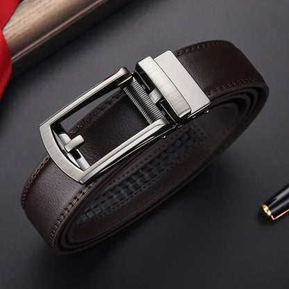 Men’s Luxury Click Belt – Genuine Leather Automatic Alloy Buckle for Business & Jeans