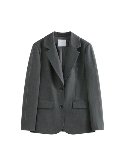 FSLE Pink Grey Women’s Casual Blazer Jacket – 2025 Spring Elegant Streetwear Chic Outfit